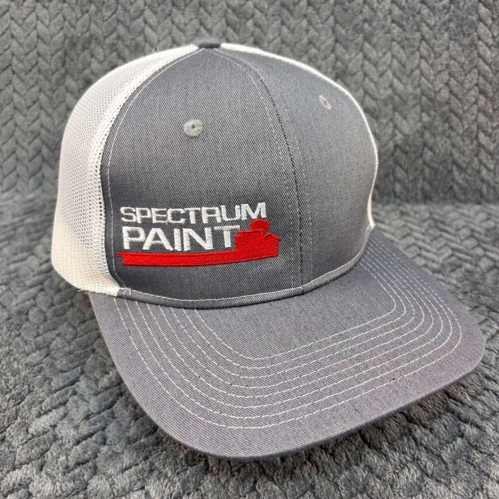 Spectrum Paint Mens Grey Port Authority Trucker Hat Snapback Mesh Cap OSFA 1815